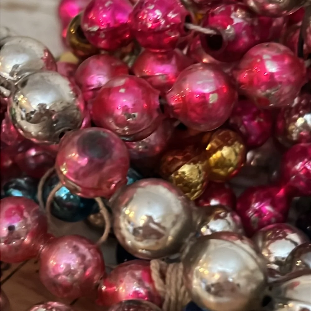 Antique Mercury glass Christmas Colorful Beaded garland